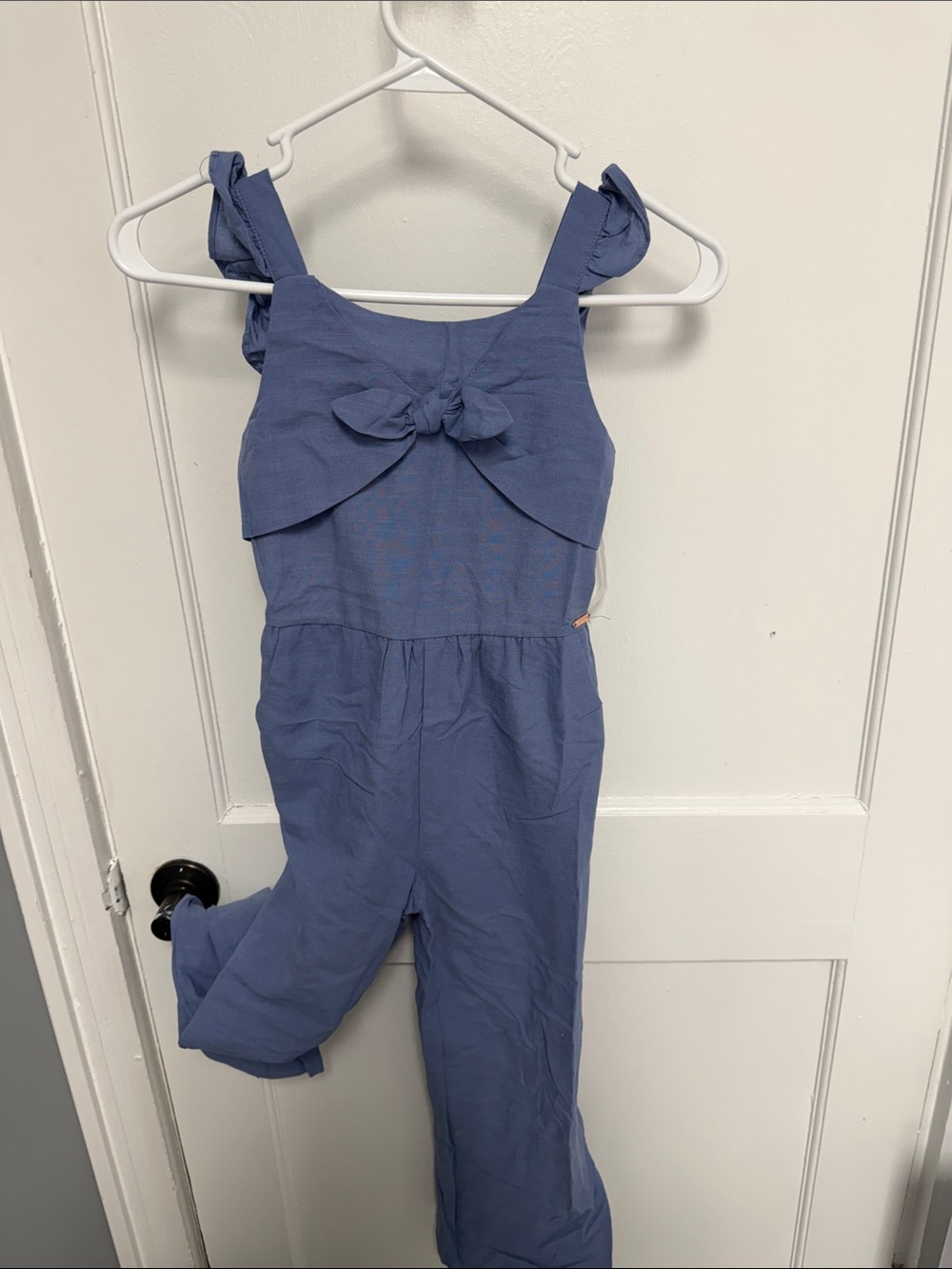 T Tahari Blue Bow-Front Girls Jumpsuit